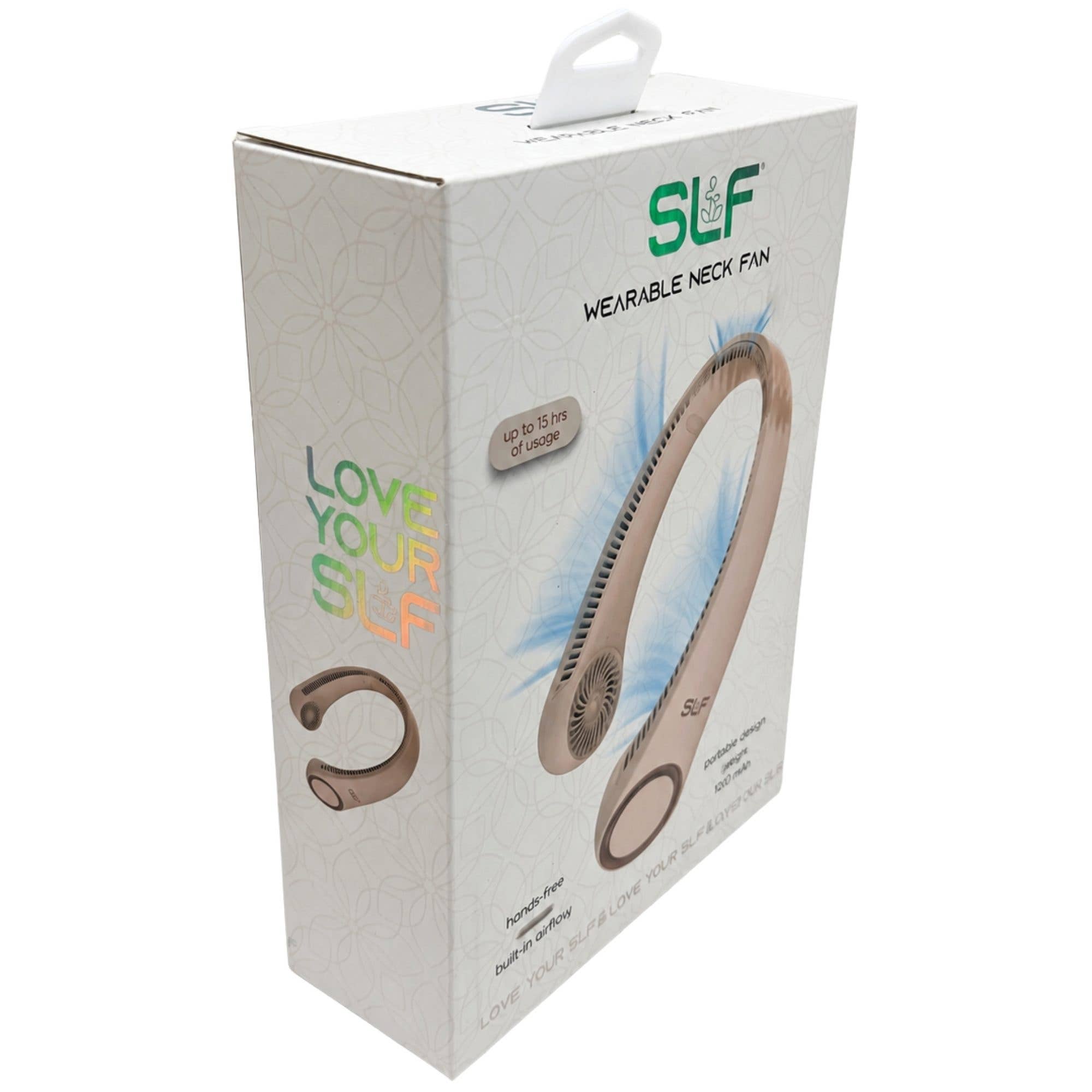 SLF Wearable Neck Fan with Built in Battery in Pink