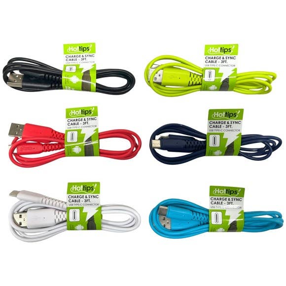 Hottips 3ft Type C Cable in Countertop Tray Display