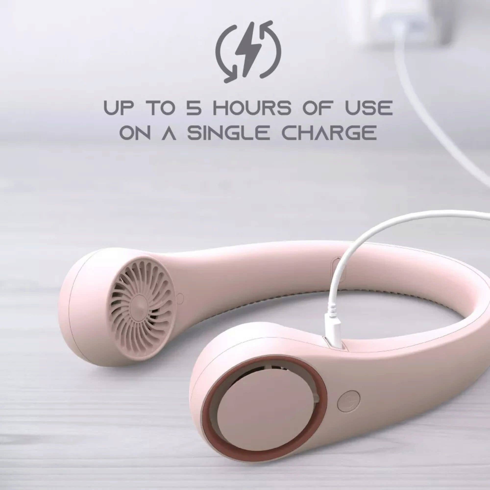 SLF Wearable Neck Fan with Built in Battery in Pink
