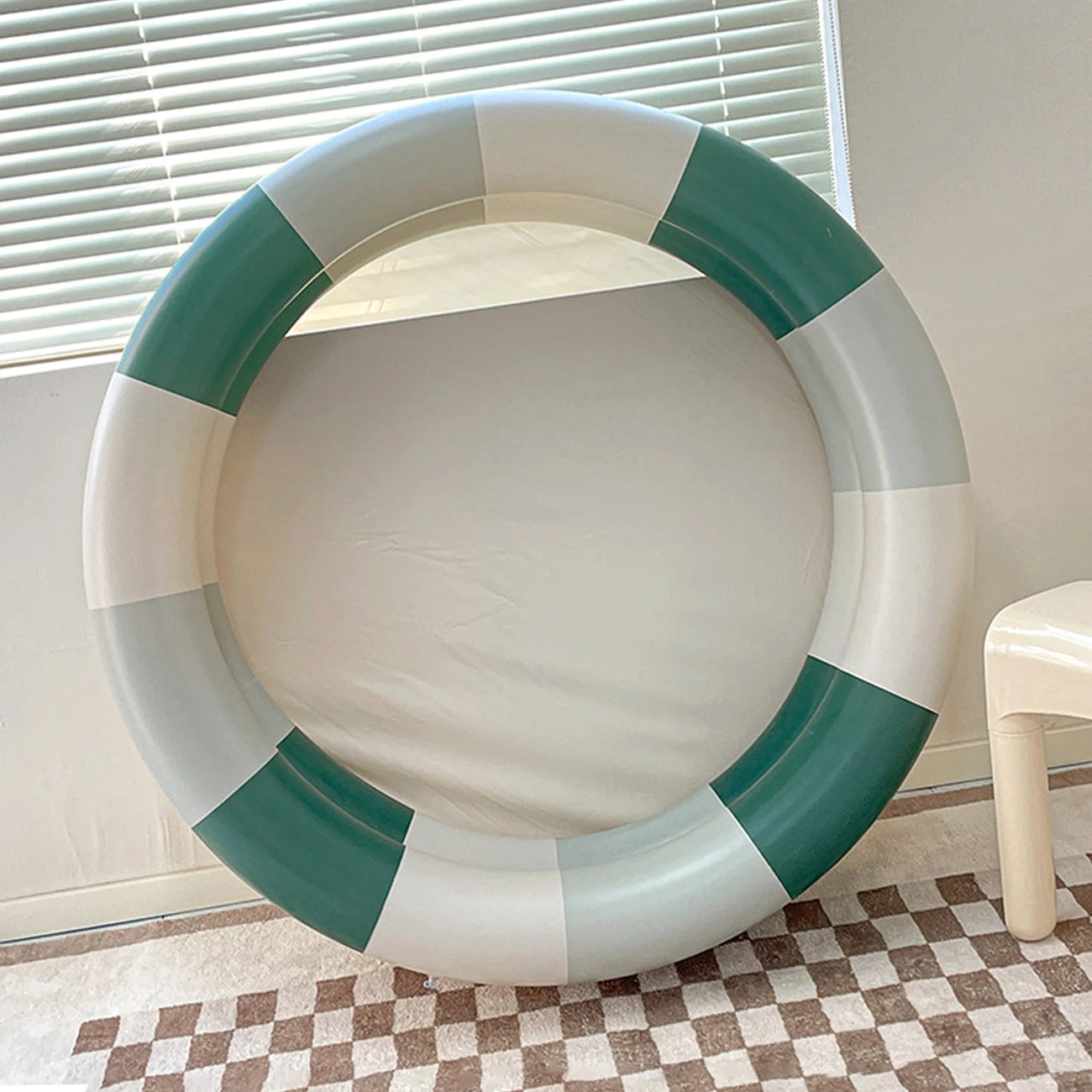 1pc Inflatable Ball Pit, 2-Ring Round Water Play Pool with Color Block Design for Indoor Bathroom Outdoor Lawn