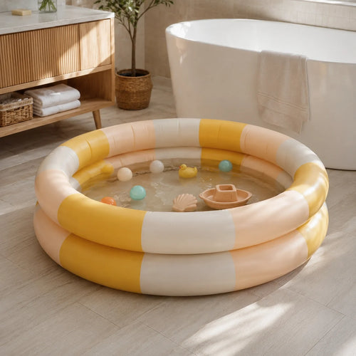 1pc Inflatable Ball Pit, 2-Ring Round Water Play Pool with Color Block Design for Indoor Bathroom Outdoor Lawn