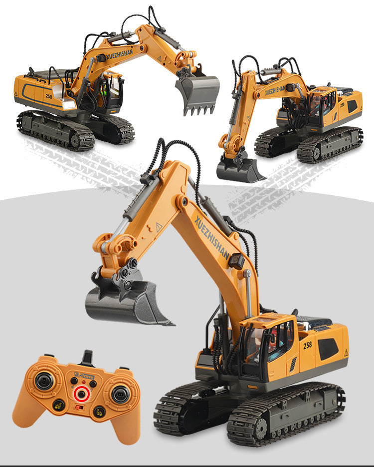 Cross-border 11-way children's electric toy lighting and sound effects engineering vehicle 1:20 crawler alloy remote control excavator model