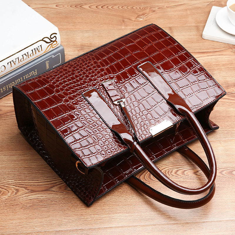 New Foreign Trade Women's Bag Trendy Crocodile Pattern Portable European and American Shoulder Crossbody Tote Bag Cross-Border Dropshipping Global
