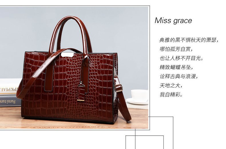 New Foreign Trade Women's Bag Trendy Crocodile Pattern Portable European and American Shoulder Crossbody Tote Bag Cross-Border Dropshipping Global