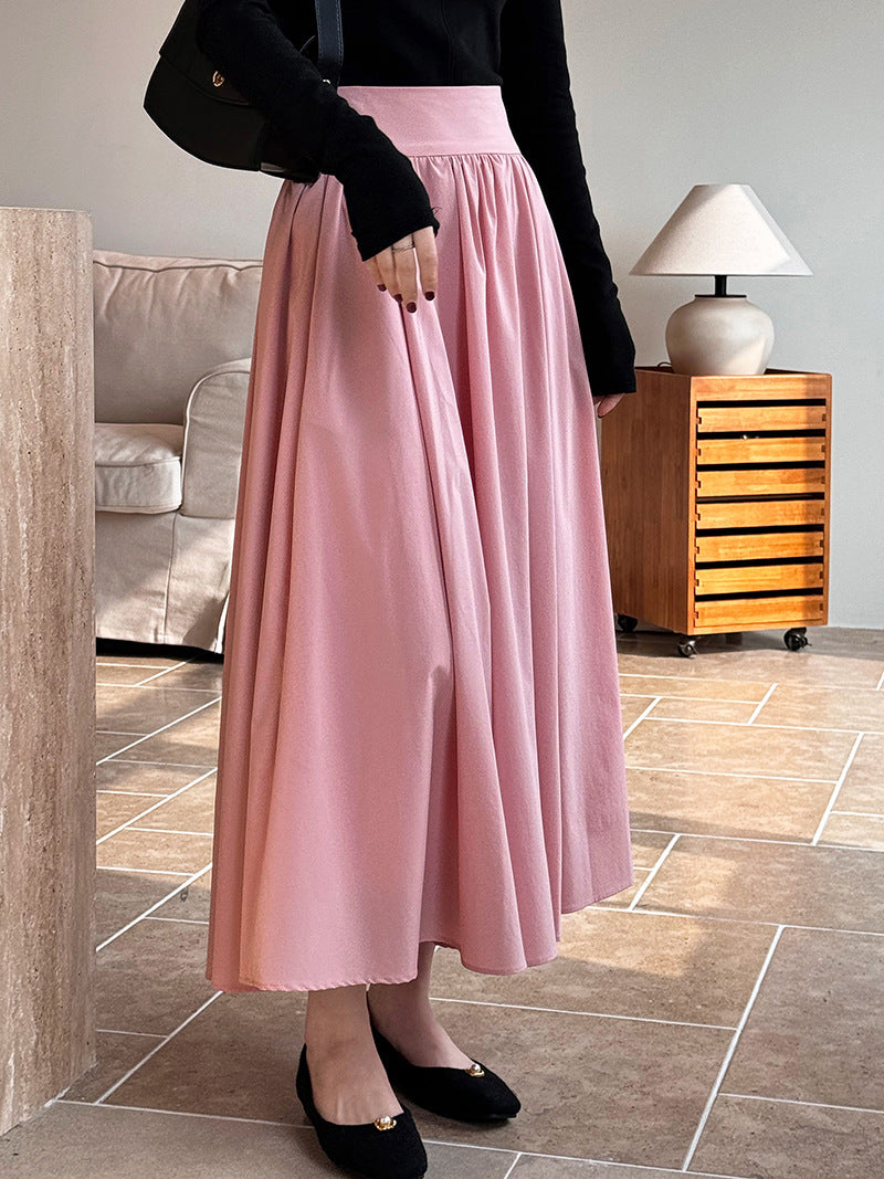 Luxi 2026 Spring New French Style High-End Pink A-Line Pleated Skirt 73212