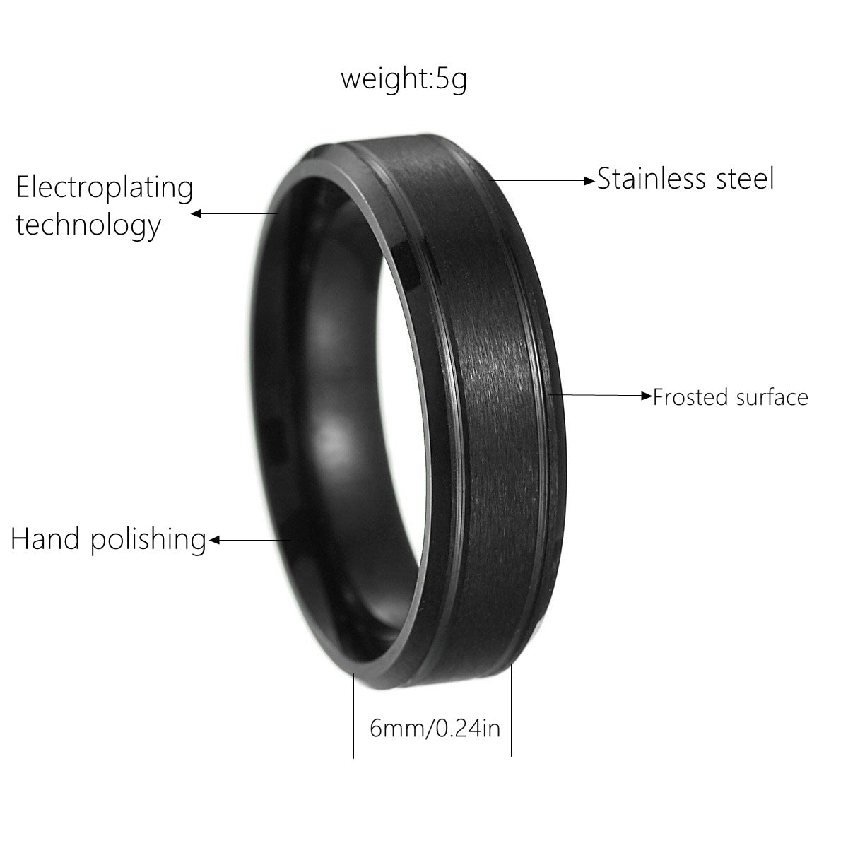 26 Cross-Border Popular Brushed Matte Wedding Rings for Men, 6/8mm Wide, Hot-Selling on Wish and Amazon Independent Sites