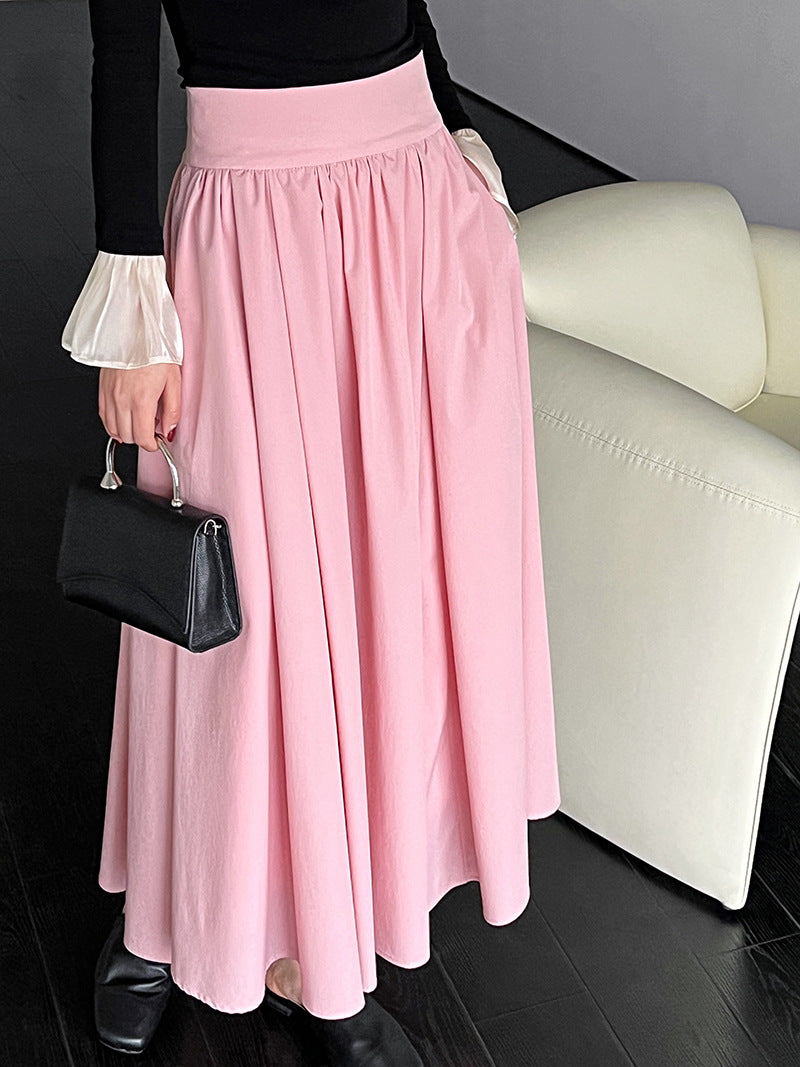 Luxi 2026 Spring New French Style High-End Pink A-Line Pleated Skirt 73212