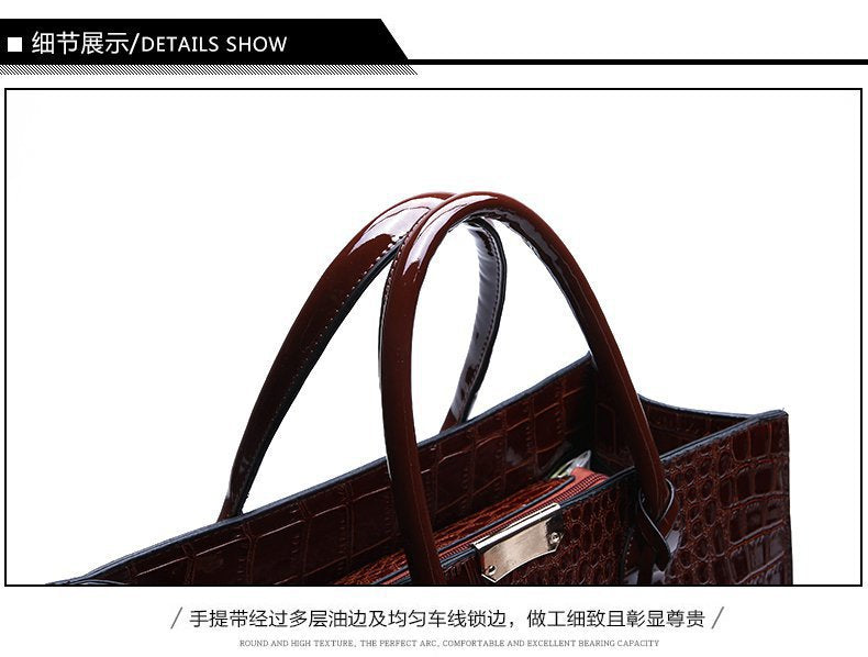 New Foreign Trade Women's Bag Trendy Crocodile Pattern Portable European and American Shoulder Crossbody Tote Bag Cross-Border Dropshipping Global