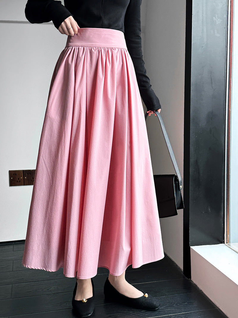 Luxi 2026 Spring New French Style High-End Pink A-Line Pleated Skirt 73212