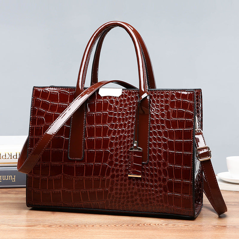New Foreign Trade Women's Bag Trendy Crocodile Pattern Portable European and American Shoulder Crossbody Tote Bag Cross-Border Dropshipping Global