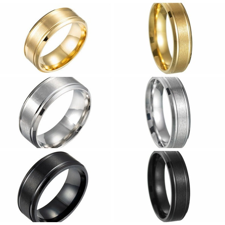 26 Cross-Border Popular Brushed Matte Wedding Rings for Men, 6/8mm Wide, Hot-Selling on Wish and Amazon Independent Sites