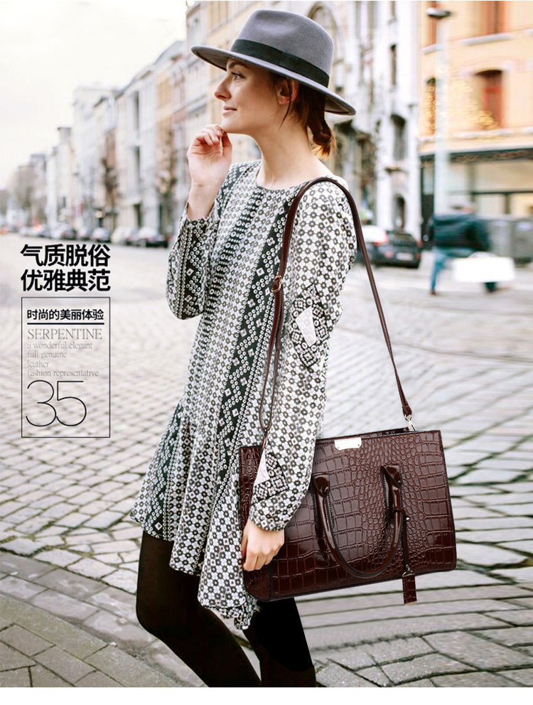 New Foreign Trade Women's Bag Trendy Crocodile Pattern Portable European and American Shoulder Crossbody Tote Bag Cross-Border Dropshipping Global
