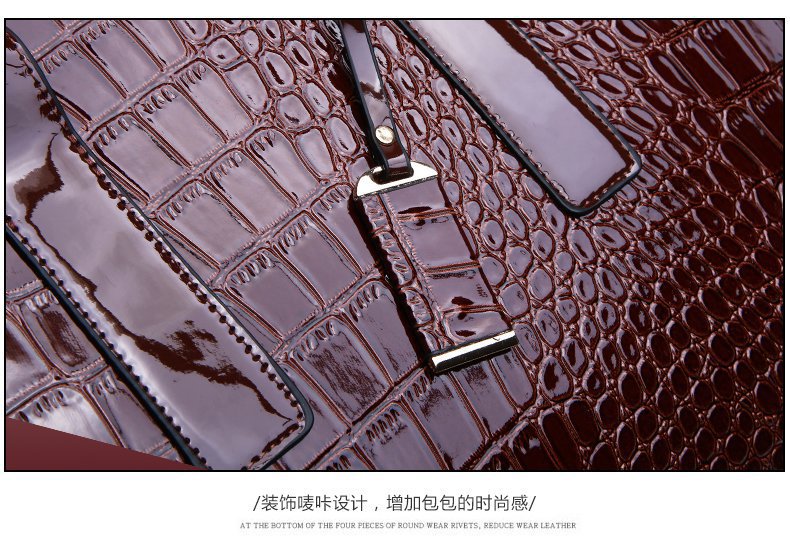 New Foreign Trade Women's Bag Trendy Crocodile Pattern Portable European and American Shoulder Crossbody Tote Bag Cross-Border Dropshipping Global