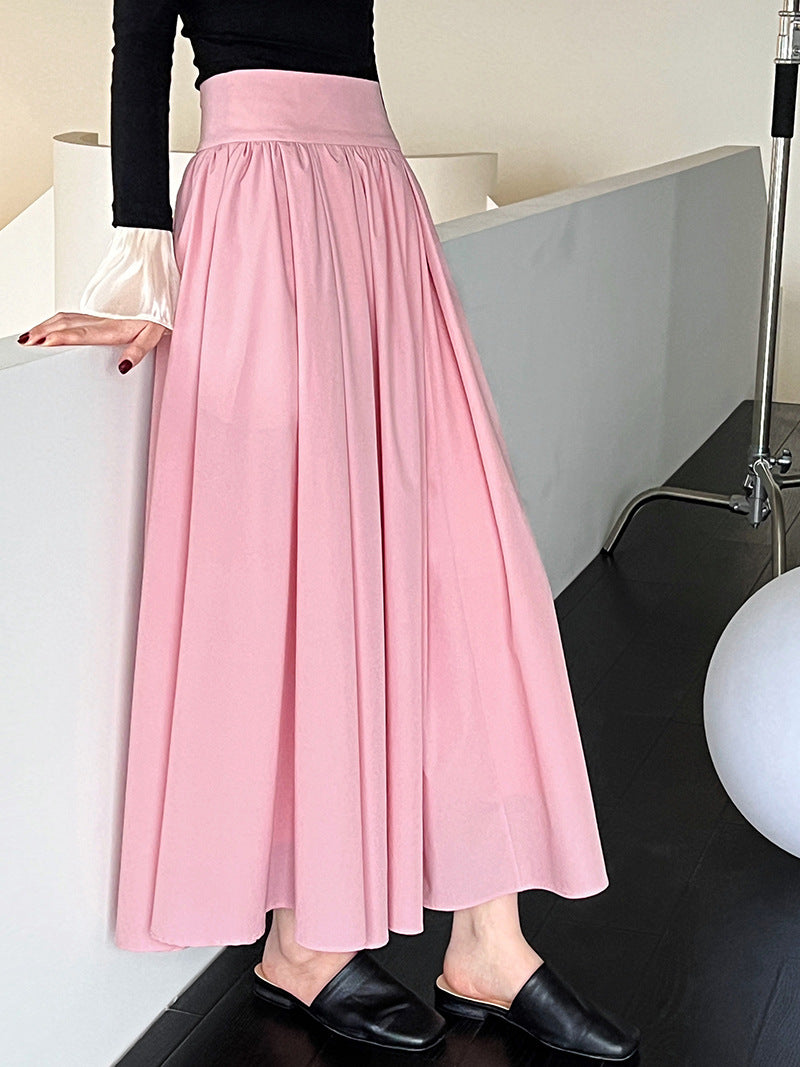 Luxi 2026 Spring New French Style High-End Pink A-Line Pleated Skirt 73212