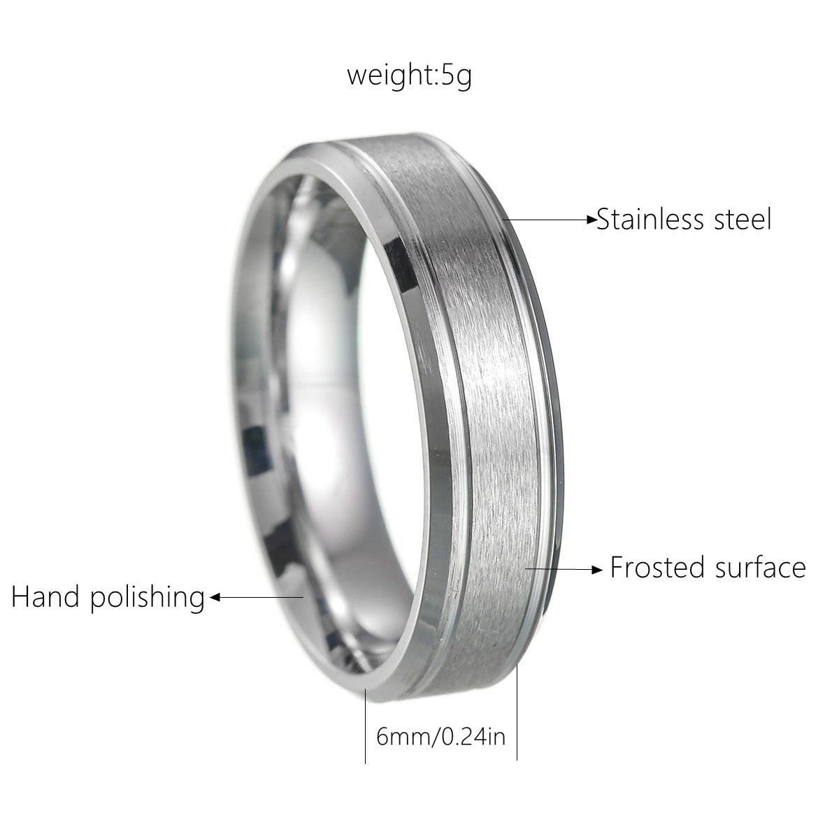 26 Cross-Border Popular Brushed Matte Wedding Rings for Men, 6/8mm Wide, Hot-Selling on Wish and Amazon Independent Sites