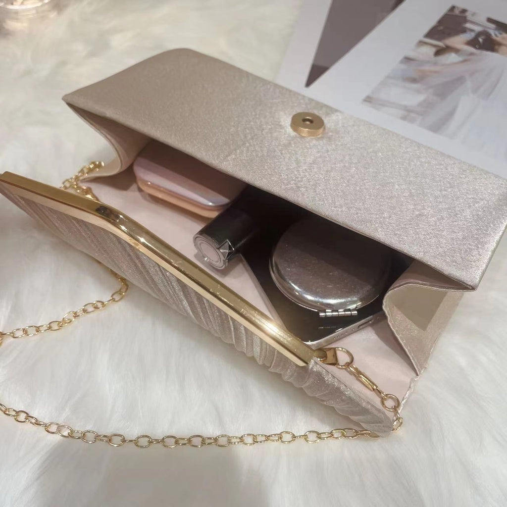 2024 New Women's Satin Evening Bag Banquet Clutch Dress Small Square Bag Fashion Handbag Lightweight