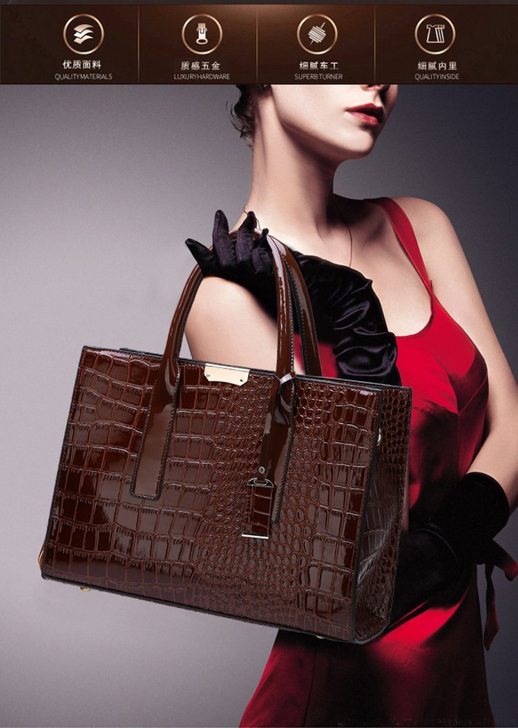 New Foreign Trade Women's Bag Trendy Crocodile Pattern Portable European and American Shoulder Crossbody Tote Bag Cross-Border Dropshipping Global