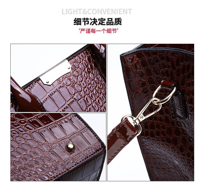 New Foreign Trade Women's Bag Trendy Crocodile Pattern Portable European and American Shoulder Crossbody Tote Bag Cross-Border Dropshipping Global