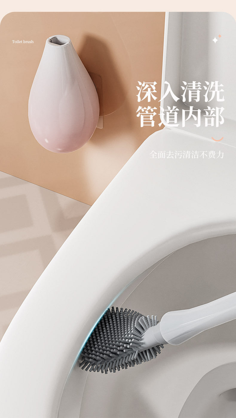 Toilet Brush No Dead Angle Household Non-Punch Toilet Silicone Brush Toilet Wall Hanging Long Handle Toilet Cleaning Artifact