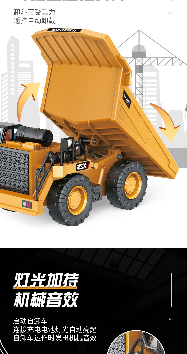 Cross-border 11-way children's electric toy lighting and sound effects engineering vehicle 1:20 crawler alloy remote control excavator model