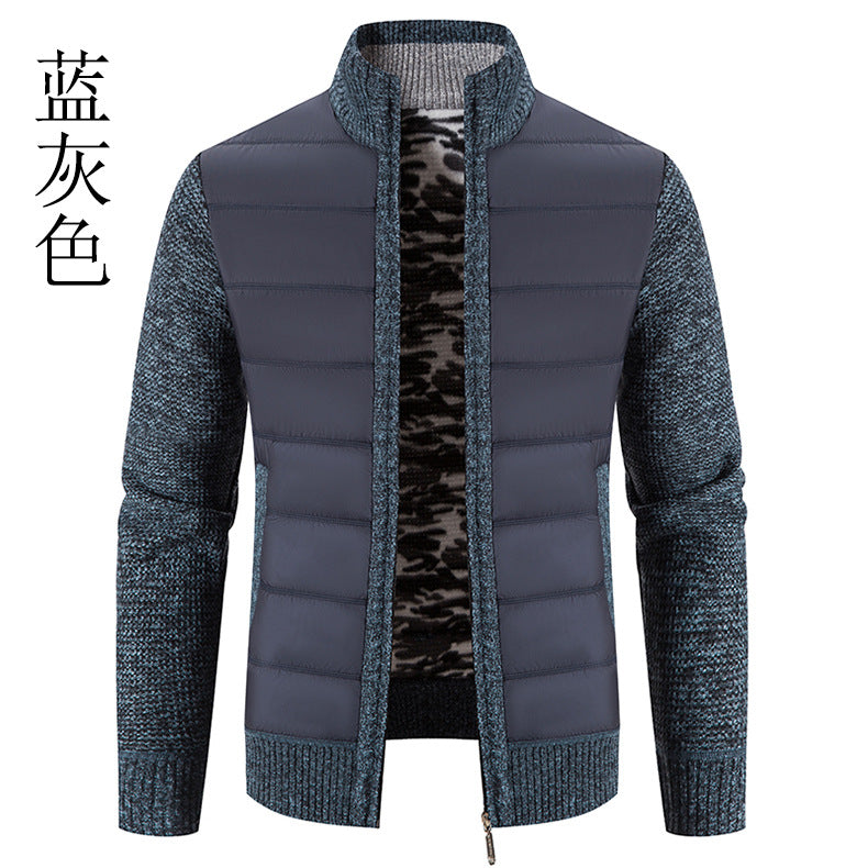 Foreign trade cross-border 2024 winter new spell cardigan sweater men's coat sweater European and American style sweater stand collar
