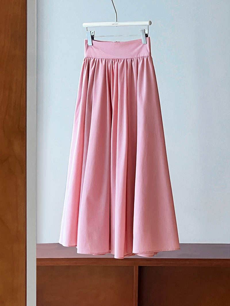 Luxi 2026 Spring New French Style High-End Pink A-Line Pleated Skirt 73212