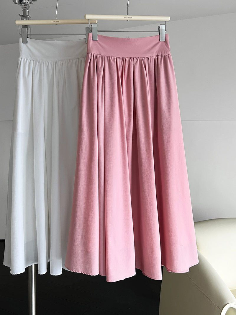 Luxi 2026 Spring New French Style High-End Pink A-Line Pleated Skirt 73212