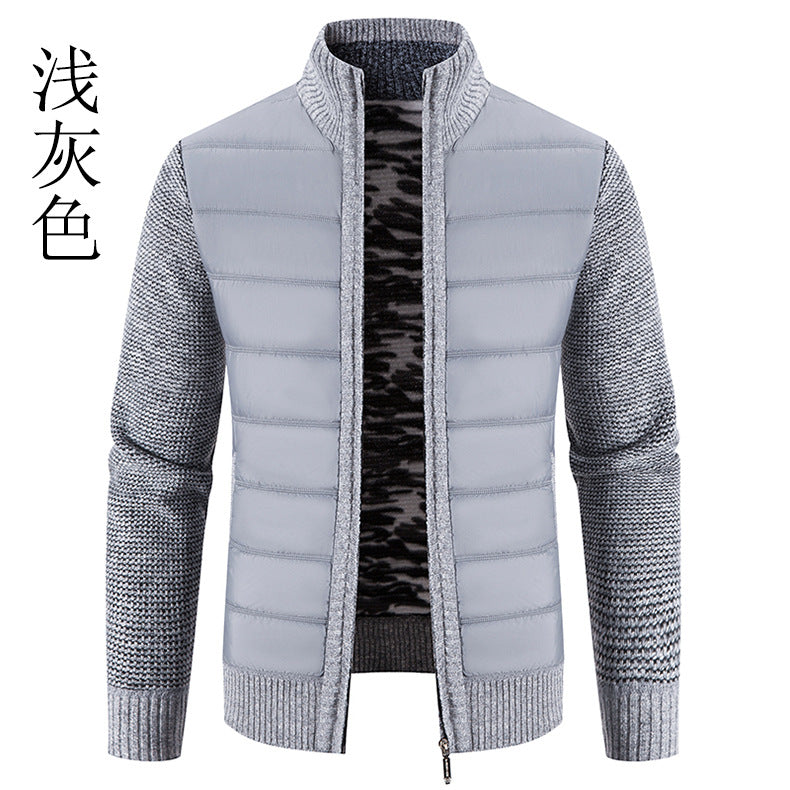 Foreign trade cross-border 2024 winter new spell cardigan sweater men's coat sweater European and American style sweater stand collar