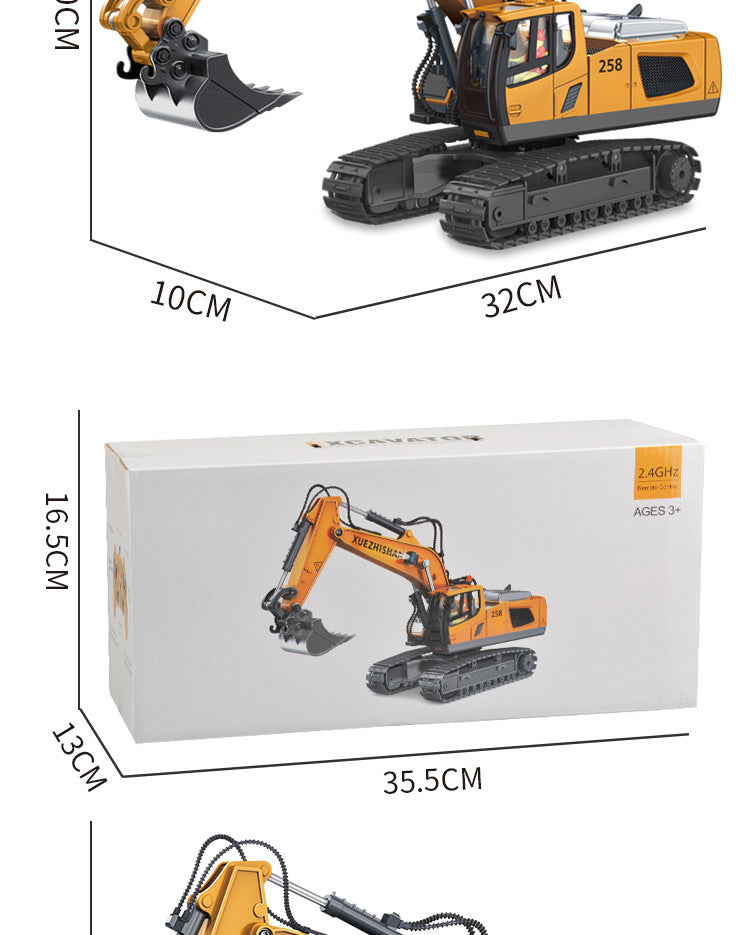 Cross-border 11-way children's electric toy lighting and sound effects engineering vehicle 1:20 crawler alloy remote control excavator model