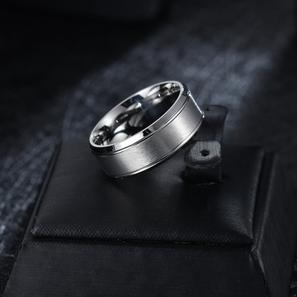 26 Cross-Border Popular Brushed Matte Wedding Rings for Men, 6/8mm Wide, Hot-Selling on Wish and Amazon Independent Sites