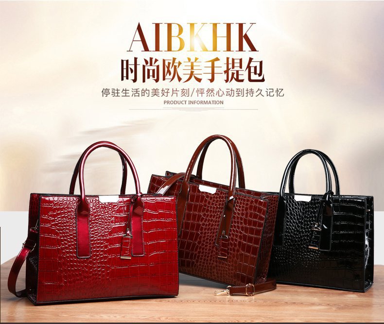 New Foreign Trade Women's Bag Trendy Crocodile Pattern Portable European and American Shoulder Crossbody Tote Bag Cross-Border Dropshipping Global