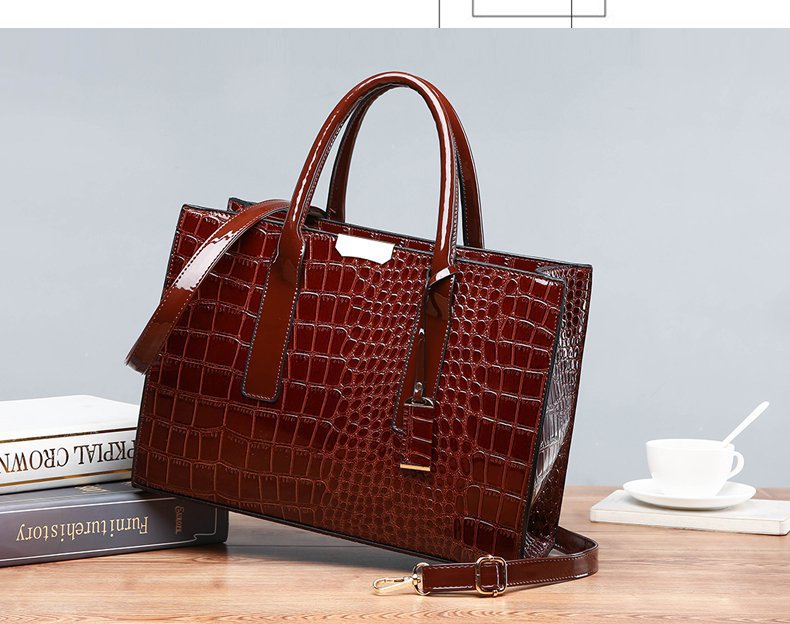 New Foreign Trade Women's Bag Trendy Crocodile Pattern Portable European and American Shoulder Crossbody Tote Bag Cross-Border Dropshipping Global