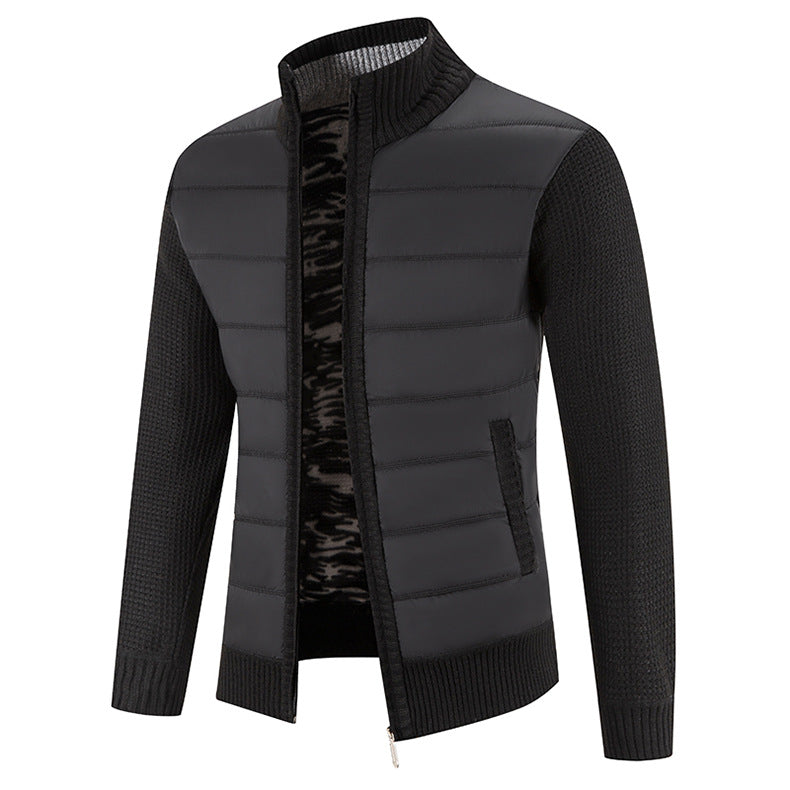 Foreign trade cross-border 2024 winter new spell cardigan sweater men's coat sweater European and American style sweater stand collar