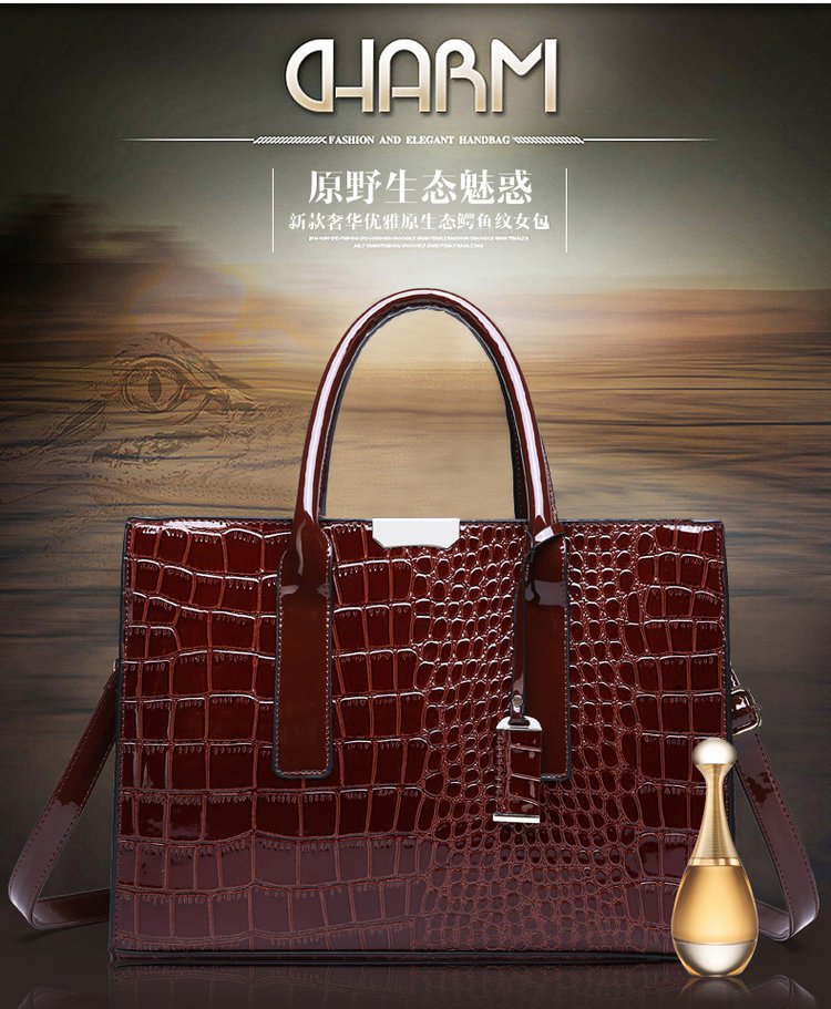 New Foreign Trade Women's Bag Trendy Crocodile Pattern Portable European and American Shoulder Crossbody Tote Bag Cross-Border Dropshipping Global