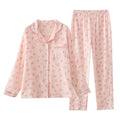 Pajamas Pure Cotton Crepe Women's Long-sleeved Lapel Cardigan Fresh Style Spring and Autumn Women's Seersucker Home Clothes Two-piece Set