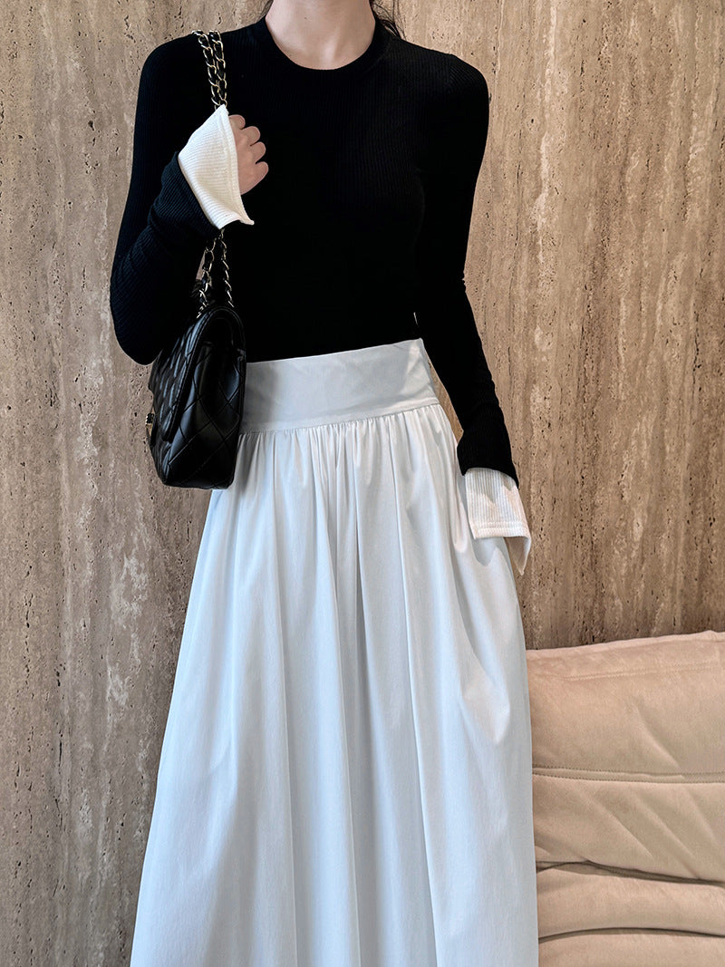 Luxi 2026 Spring New French Style High-End Pink A-Line Pleated Skirt 73212