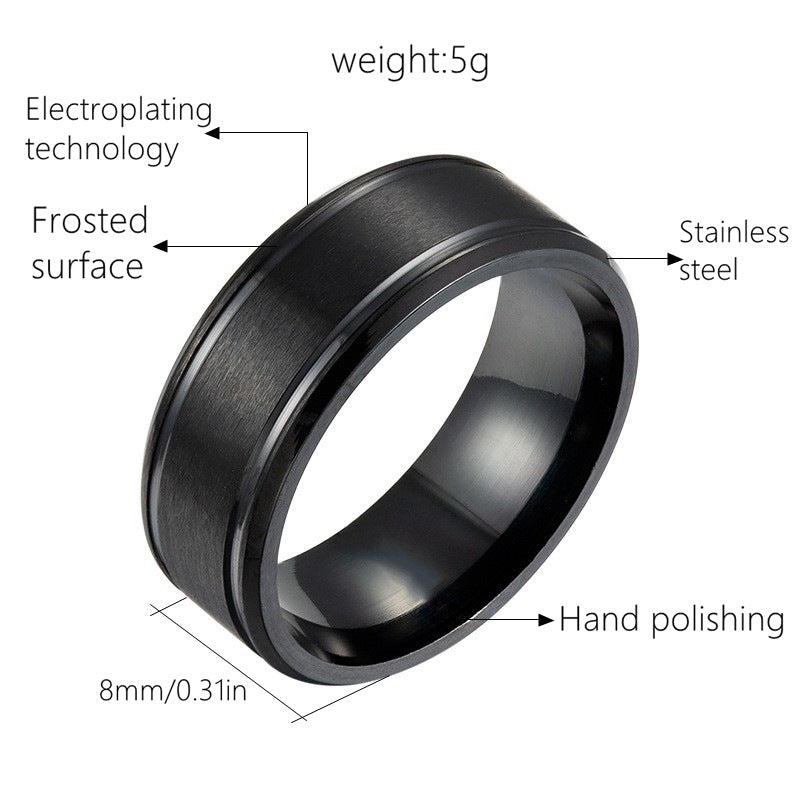 26 Cross-Border Popular Brushed Matte Wedding Rings for Men, 6/8mm Wide, Hot-Selling on Wish and Amazon Independent Sites