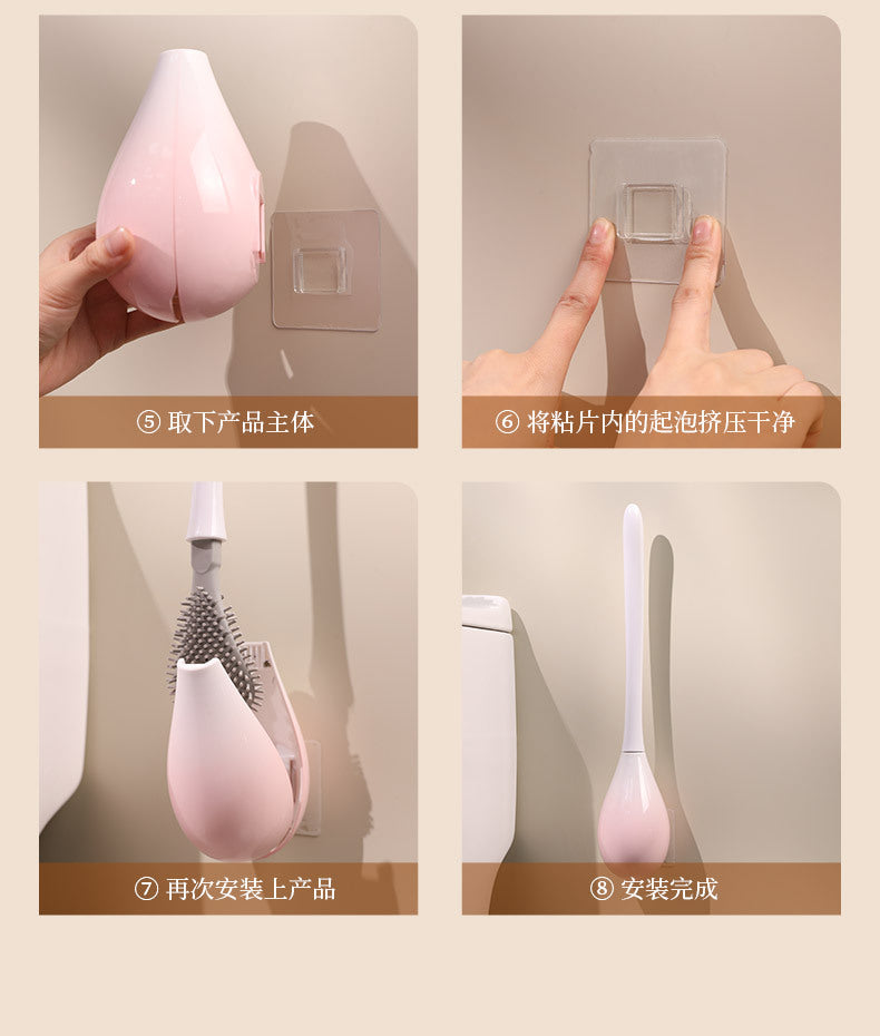 Toilet Brush No Dead Angle Household Non-Punch Toilet Silicone Brush Toilet Wall Hanging Long Handle Toilet Cleaning Artifact