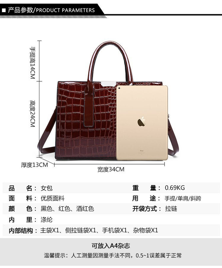 New Foreign Trade Women's Bag Trendy Crocodile Pattern Portable European and American Shoulder Crossbody Tote Bag Cross-Border Dropshipping Global