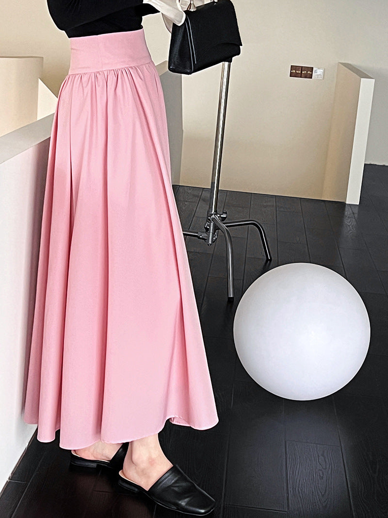 Luxi 2026 Spring New French Style High-End Pink A-Line Pleated Skirt 73212