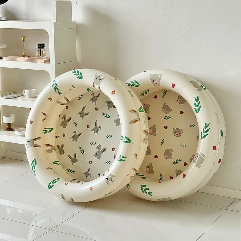 Wanmei Inflatable Swimming Pool Thickened Pvc Ins Danish Vintage Bear Print Ball Pit Home Indoor Outdoor Backyard Water Play