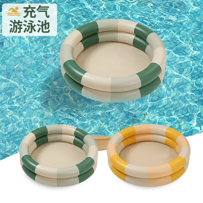 Wanmei Inflatable Swimming Pool Thickened Pvc Ins Danish Vintage Bear Print Ball Pit Home Indoor Outdoor Backyard Water Play