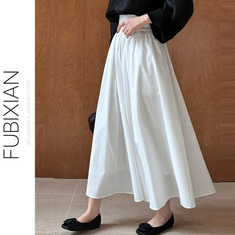 Elegant Pink High Waist Pleated  Skirt Women's Summer Slimming Gentle Waist Cinching Umbrella Skirt Long Skirt