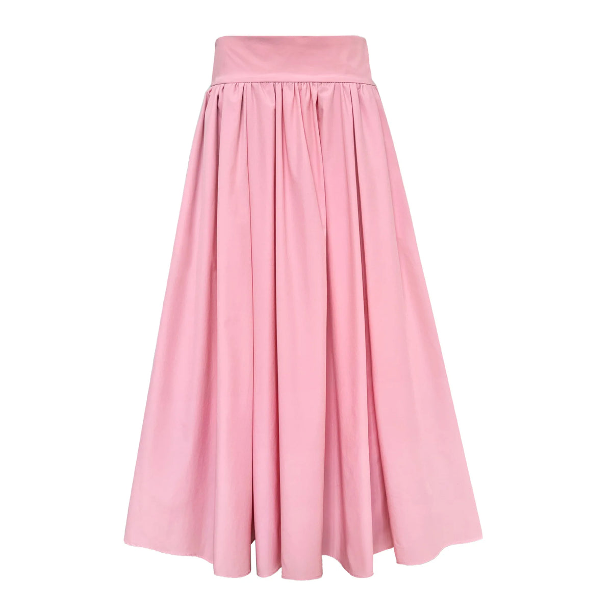 2025 Fall New French High-End Pink Midi Skirt with Large A-Line Pleats Solid Skirt