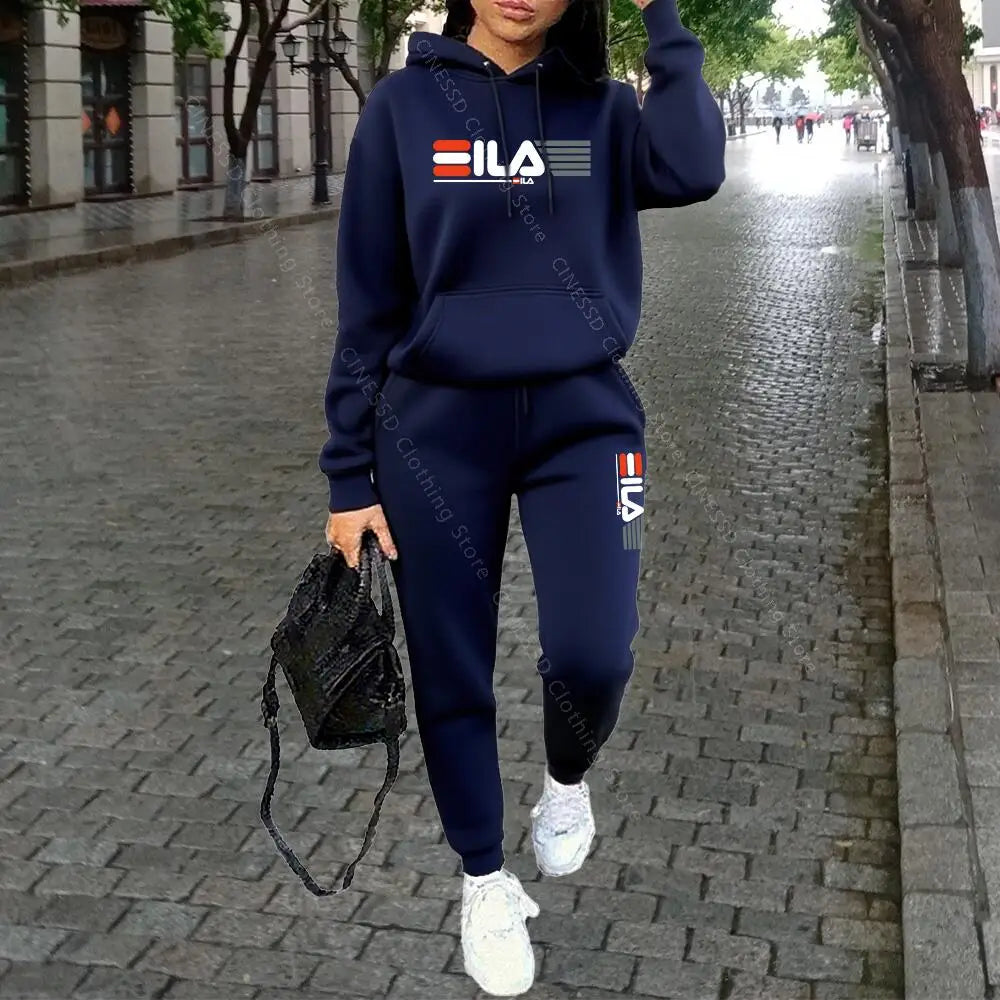Womens Clothing Autumn Winter Hoodies Pants Fashion High Quality Aesthetic Luxury Brand Designer Streetwear Pants Sets for Women