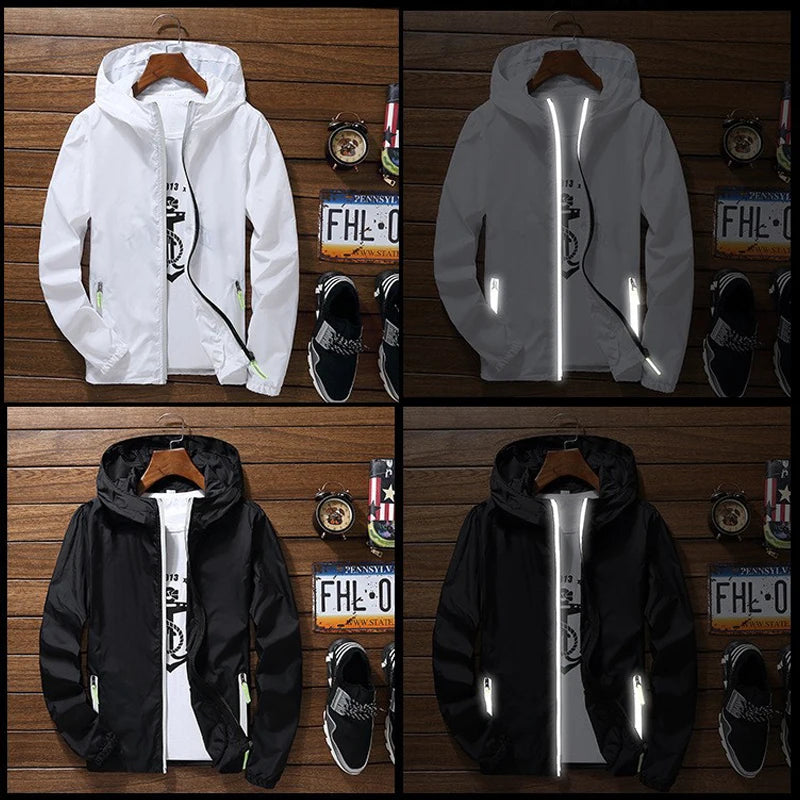 Ripper Spitfire Zombie Wheels Bomber Men Jacket Plus Size Thin Windbreaker Skin Ultra Light Slim Fit Pilot Hooded Coat Cycling