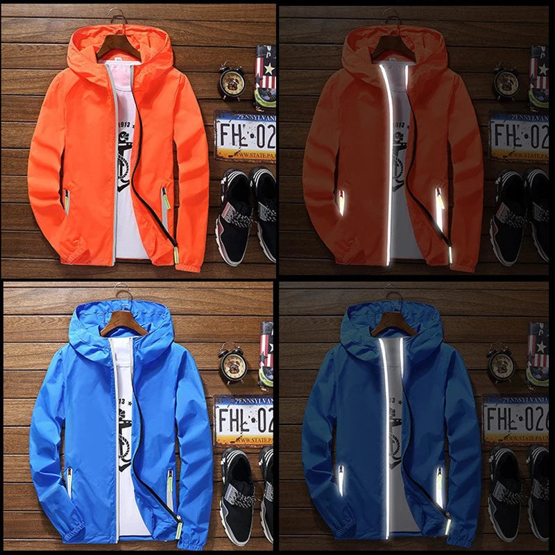 Ripper Spitfire Zombie Wheels Bomber Men Jacket Plus Size Thin Windbreaker Skin Ultra Light Slim Fit Pilot Hooded Coat Cycling