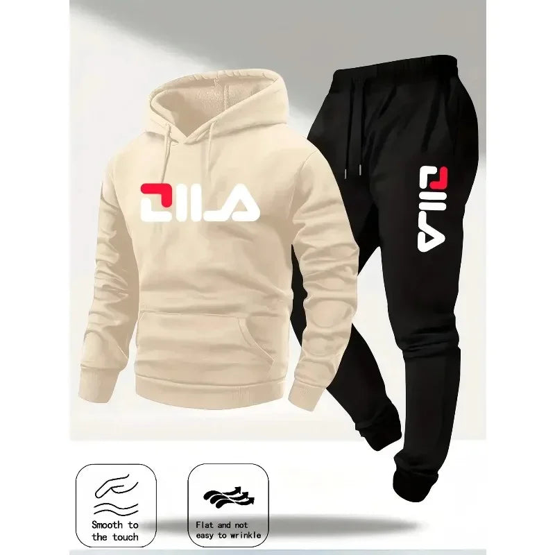 Spring and Autumn men's casual suit hooded sweatshirt and sweatpants 2-in-1 comfortable suit suitable for both men and women
