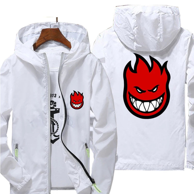 Ripper Spitfire Zombie Wheels Bomber Men Jacket Plus Size Thin Windbreaker Skin Ultra Light Slim Fit Pilot Hooded Coat Cycling