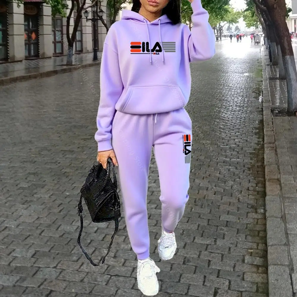 Womens Clothing Autumn Winter Hoodies Pants Fashion High Quality Aesthetic Luxury Brand Designer Streetwear Pants Sets for Women